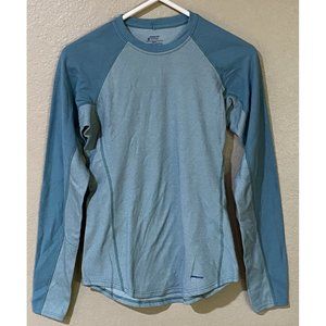 Patagonia Women's Medium Capilene Crew Neck Base Layer Shirt Two Tone Aqua Blue